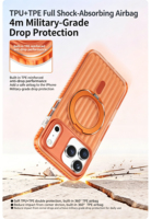 Coque de téléphone magnétique ondulée antichoc pour iPhone 17 Pro Max avec béquille métallique rotative à 360° en TPU PC anti-chute