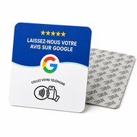 Carte de commentaires Google française 10 cm en acrylique étanche NFC NTAG213 13,56 MHz, autocollant personnalisé pour avis, utilisation hôtelière, prêt à être expédié