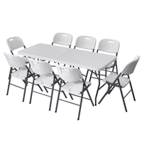 Hôtel mariage fournisseur portable peu encombrant rectangulaire en plastique table pliante fête pliable stockage BBQ pique-nique Table de jardin