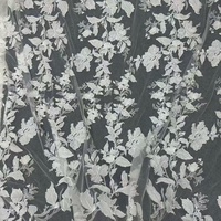 Tissu en dentelle brodée de fleurs de roses blanches fantaisie pour mariage avec paillettes