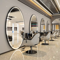 Moderno Espejo de Cuerpo Completo Dorado para Salón con Iluminación Estación de Estilismo Muebles para Peluquerías y Barberías