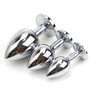 Vente en gros d'usine, plug anal en argent, acier inoxydable avec bijou, jouets sexuels anaux bon marché, dilatateur, plusieurs tailles, plug anal en cristal - Product Image 2