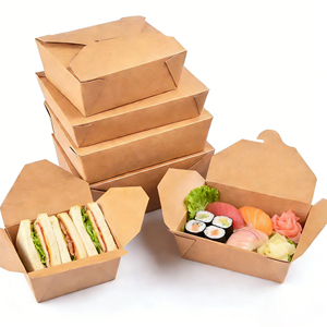 Factory Direct Sale <b>Noodles</b> Salad Fried Chicken Square Shaped Takeaway Brown Kraft Paper Packaging <b>Box</b> - Product Image 1