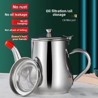 Pot à huile en acier inoxydable avec filtre séparateur, réservoir de stockage, bouteille à assaisonnement multi-usage, design moderne, anti-débordement d'huile pour usage domestique