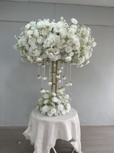 Centre de table de mariage de luxe en crème et blanc, rose et hortensia, fait main, réaliste, bouquet de mariée DIY, décorations de table, décor de table - Product Image 1