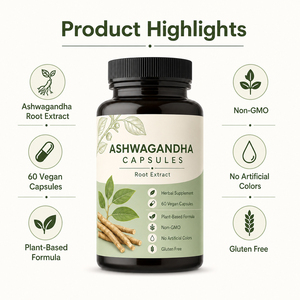 Cápsulas de Ashwagandha Ksm-66 Sunwind Premium de Alta Calidad, Sin Gluten, Alta Eficiencia, para Apoyo Inmunológico, Energía y Sueño en Adultos - Product Image 4