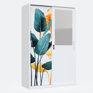 Moderno diseño de patrón de impresión de Indonesia muebles de dormitorio puerta corredera tela de Metal niños armario de Metal Lemari Besi Pakaian - Product Image 5