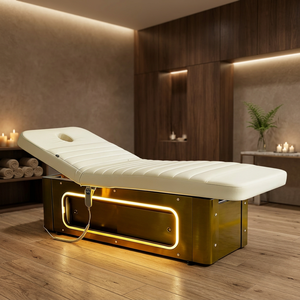 Lit de beauté électrique réglable avec éponge haute densité et cadre en cuir pour usage en spa et salon - Product Image 1