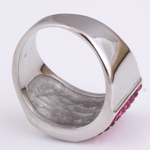 Women's Gradient Pink <b>Crystal</b> <b>Ring</b> 13mm Pave Setting Steel Color Fashion Jewelry Gift - Product Image 2