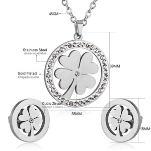 Conjunto <span class=keywords><strong>de</strong></span> Joyería Fina <span class=keywords><strong>de</strong></span> Moda para Uso Diario, Chapado en Oro <span class=keywords><strong>de</strong></span> 18k, Cristal Australiano, Trébol <span class=keywords><strong>de</strong></span> Cuatro Hojas, Marca Famosa - Product Image 6