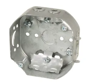 4 in Galvanized steel Silver Octagon Box Drawn 1-1/2 in Deep Octagonal outlet boxes with Cable Clamps Electr Metal Box