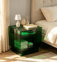 Table de chevet en acrylique personnalisable de toutes les couleurs, lampe LED rechargeable, 1 tiroir, design moderne, mobilier de chambre écologique, hôpital
