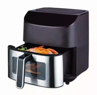 Freidora de aire sin aceite de acero inoxidable personalizada 1500W 6L LED Control táctil digital Diseño cuadrado Uso doméstico 12 programas preestablecidos