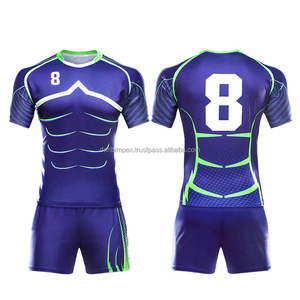 Cómodo uniforme de rugby del fabricante de Pakistán, hecho a medida, impresión por sublimación, camisetas transpirables, pantalones cortos de manga corta - Product Image 1
