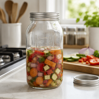 Vente en gros de récipients en verre multi-usages, étanches, hermétiques, avec logo personnalisé disponible pour la conservation des aliments, bocaux en verre Mason
