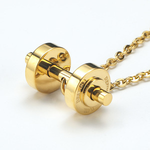 Cross-border <strong>Supply</strong> of Fashion Trend Titanium Steel Dumbbell Pendant Fitness Men's Personality Necklace <strong>Jewelry</strong> <strong>Manufacturers</strong> Di - Product Image 1