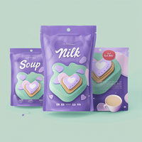 Emballage de lait en poudre ziplock transparent en plastique personnalisé à impression numérique Sac à fermeture éclair holographique réutilisable pour collation