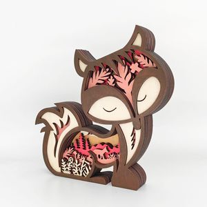 Uionen - Adornos de Madera Tallada con Forma de Animales, Adornos de Zorro de Madera, Decoraciones Creativas para el Hogar y el Escritorio - Product Image 5