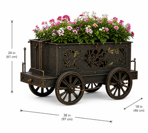 Carrito de Metal Vintage para Plantas, Decorativo, para Jardín, Patio, Exhibición Floral, Decoración Rústica para Hogar y Jardín - Product Image 4