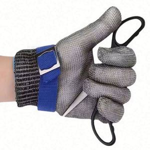 Anti-cut Gardening Gloves Safety Cut Proof Stab Resistant Stainless Steel <b>Wire</b> Metal <b>Mesh</b> 5 Finger Outdoor <b>Garden</b> Work Gloves - Product Image 6