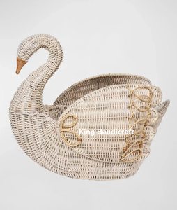 Panier en rotin en forme d'animal flamant rose, unique et mignon, personnalisé pour chambre d'enfant - Grande Vente - Product Image 1