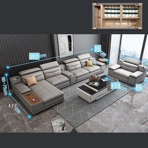 Mikrofaser-Leder Gefülltes Kombinations-<span class=keywords><strong>L</strong></span>-förmiges <span class=keywords><strong>Sofa</strong></span> mit Verstecktem Stauraum Modernes Minimalistisches Design für Große Apartment-Wohnzimmer - Product Image 5