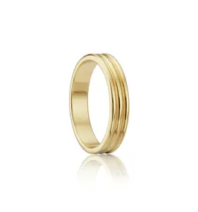 Grosir perhiasan bagus cincin tiga pita emas 18K sangat dipoles
