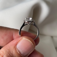 Bague de fiançailles et de mariage en diamant de laboratoire, argent sterling 925, certifiée IGI, CVD HPHT, plaqué or massif 18 carats, pour femme, taille ronde, halo