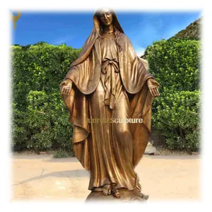 Artesanato de metal personalizado católico religioso bronze maria estátua da virgem maria