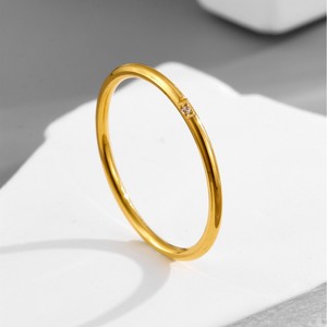 Joyería de Titanio 2028, Anillos de Acero Inoxidable con Baño de Oro de 18K, Resistentes al Agua, con Diamantes de Circonia, para Mujer - Product Image 3