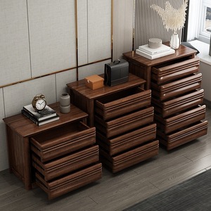 Commode en bois massif de noyer à 5 tiroirs, style chinois, meuble de rangement pour chambre à coucher, autoportante - Product Image 2