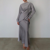 Setelan Wanita Elegan Musim Semi Musim Panas 2 potong Atasan Pullover Berikat Renda Rok Gaun Malam