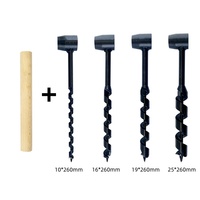 Lot de 4 tarières manuelles en acier au carbone, perceuse à bois portative, outil de survie autotaraudeur, pour bushcraft et travail du bois en extérieur