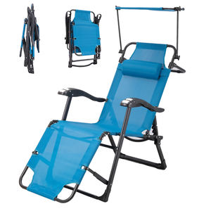 Hitree Luxury Portable Zero Gravity Liegestuhl Sonnen liege für Strand <span class=keywords><strong>massage</strong></span> im Freien mit klappbarem Sonnenschutz-Strandkorb - Product Image 1