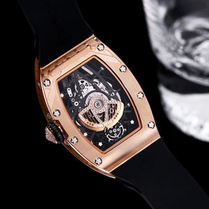 Elegante Reloj Mecánico Automático para Mujer con Forma de Barril, Detalles de Diamantes, Adecuado para Negocios, Ocio, Estilo Lujoso - Product Image 5