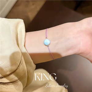 Larimar <b>Bracelet</b> S925 Sterling Silver Single Stone Woven Style Women's Jewelry Gift - Product Image 5