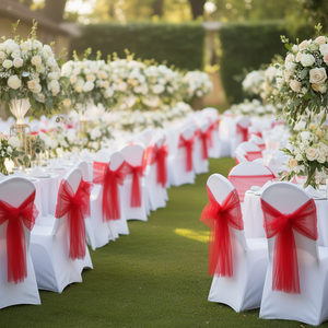 Housse de chaise Ilan rouge 23x27cm en tulle pour décoration de mariage - Product Image 2