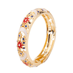 Brazalete de Moda con Dijes de Esmalte Azul en Forma de Estrella y Luna Caladas, Estilo Cloisonné, Venta Caliente - Product Image 1