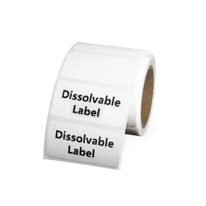 Customized 50x25mm 2x1 Inch Food Containers Label Self Adhesive Water Dissolvable Label Sticker