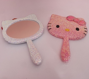 Cartone animato adorabile Bling ciao Kt <span class=keywords><strong>specchio</strong></span> diamante per il trucco da te Girly principessa gattino <span class=keywords><strong>specchio</strong></span> Espejo De Maquillaje <span class=keywords><strong>plastica</strong></span> - Product Image 5
