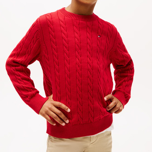 Pull en tricot confortable pour garçons en viscose/coton anti-froissement, tissu doux, design confortable, motif uni, col rond pour - Product Image 3