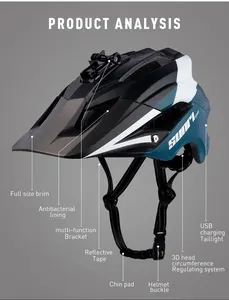Helm sepeda gunung, topi pelindung sepeda jalanan ukuran dewasa terintegrasi dengan pinggiran bisa dilepas