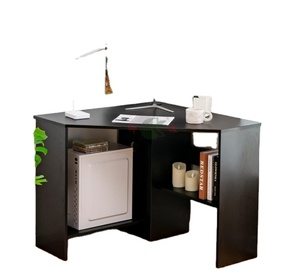 90 Degree <strong>Corner</strong> Computer <strong>Desk</strong> <strong>with</strong> <strong>Storage</strong> Shelf and CPU Stand - Product Image 1