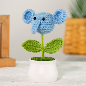 Venta caliente cabezas <span class=keywords><strong>de</strong></span> flores <span class=keywords><strong>de</strong></span> animales simulados lana hecha a mano plantas en maceta <span class=keywords><strong>de</strong></span> ganchillo decoración <span class=keywords><strong>de</strong></span> escritorio Linda - Product Image 6