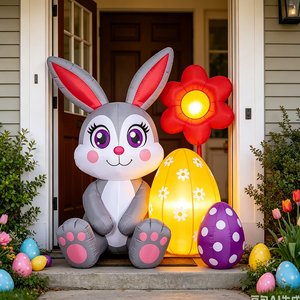 Conejo de Pascua Inflable para Exteriores con Huevos Coloridos y Adorno Floral para Jardín, Patio, Centro Comercial y Decoración de Eventos Festivos - Product Image 5