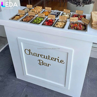 Chariot à desserts carré en acrylique blanc LEDA personnalisé pour événements extérieurs, mariages, fêtes et banquets