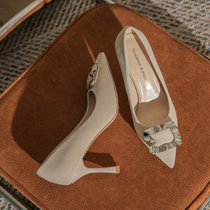 Zapatos de Tacón Alto de Ante con Punta Puntiaguda, Tacón de Aguja de 5cm-8cm, Decoración con Hebilla, Tendencia de Moda Formal, Color Sólido, Modelo 09 - Product Image 2