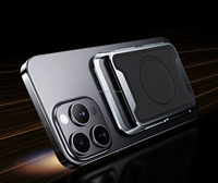Étui de téléphone portable magnétique en alliage d'aluminium et cuir PU, double fonction portefeuille et porte-cartes de crédit pour une utilisation pratique dans l'industrie