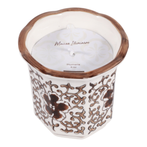 Candela profumata in ceramica scanalata con motivo floreale marrone per decorare il soggiorno, uso interno ed esterno - Product Image 4