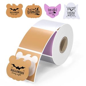 Etiquetas de papel kraft para Halloween, forma irregular, autoadhesivas, ecológicas, para regalos y manualidades, impresión digital, 3 en rollo - Product Image 1